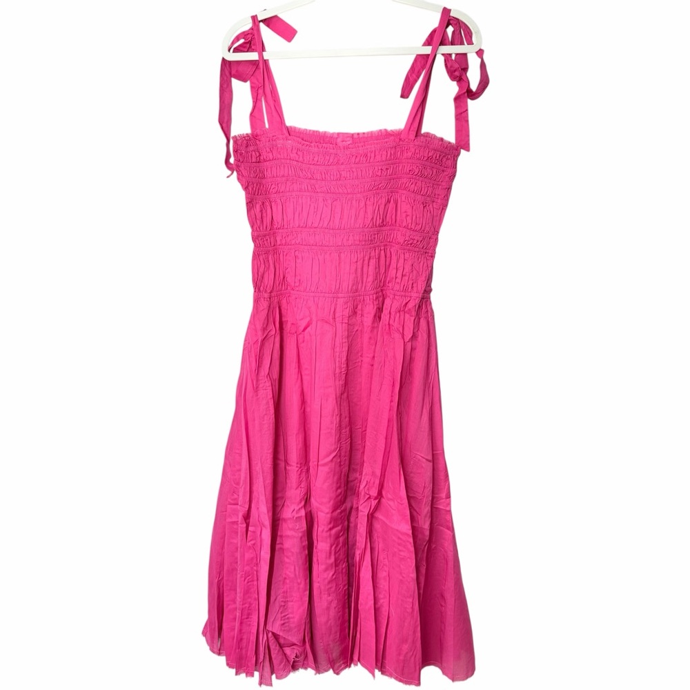 NWT Summer Pink Adjustable Straps Smocked Midi Dress, various sizes - Picture 11 of 12